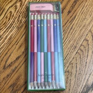 Kate Spade color, black pencil set includes eraser and sharpener NWT
